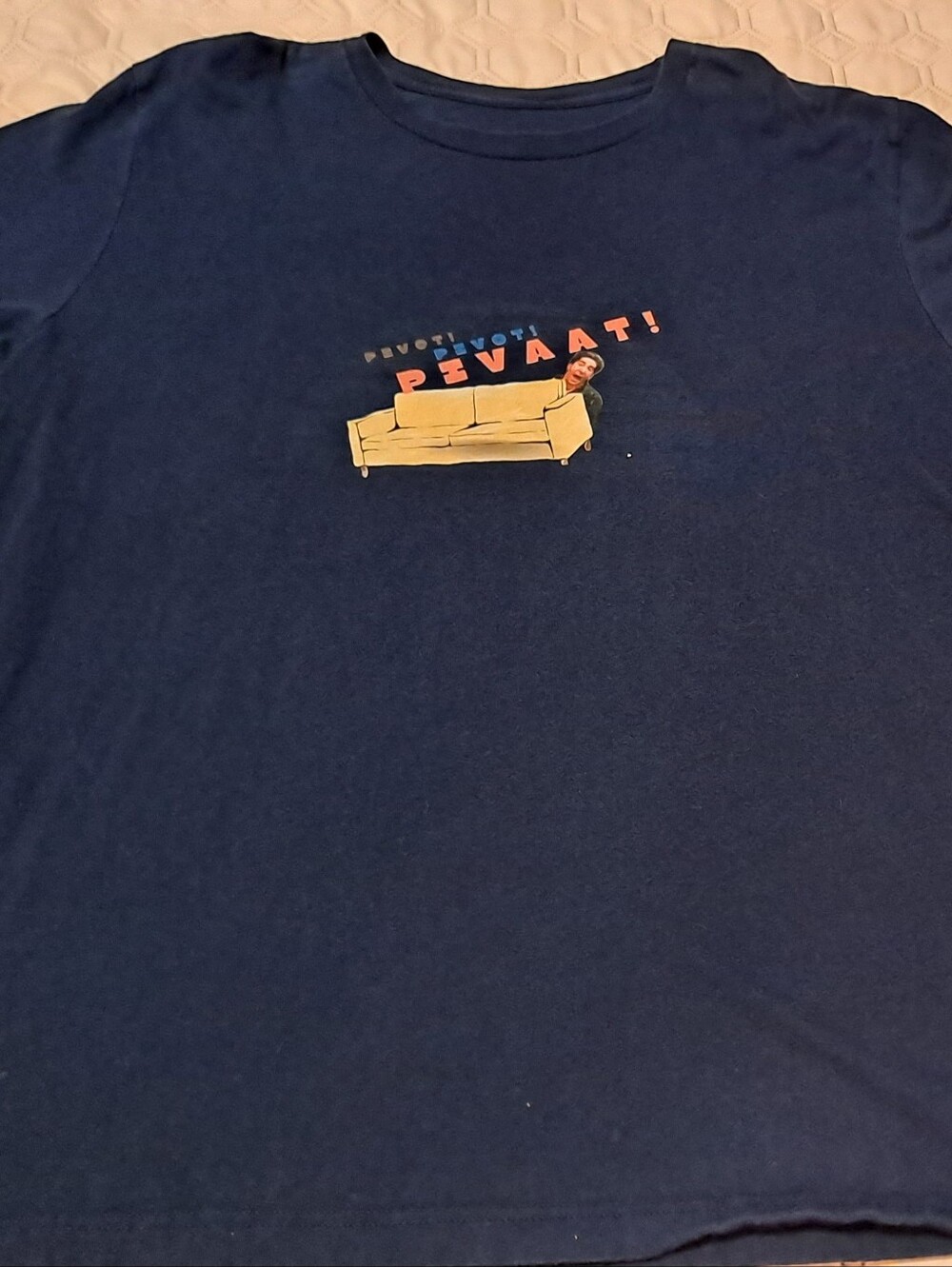 Navy Graphic Tee with Yellow Couch Graphic XXL Pivot!